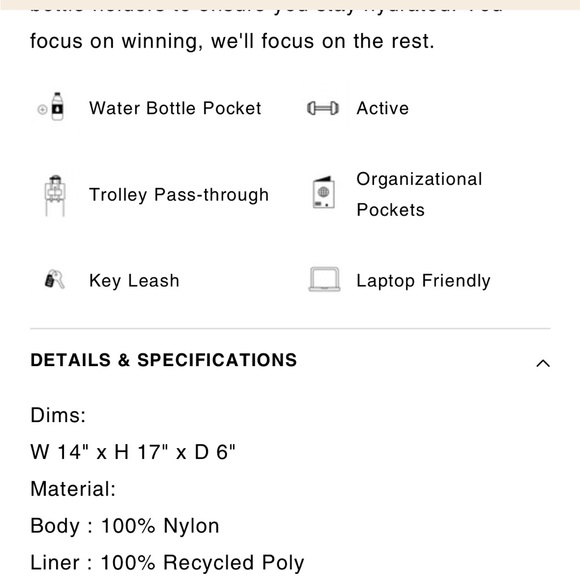 Beis The Sport Backpack NWT - Picture 3 of 5